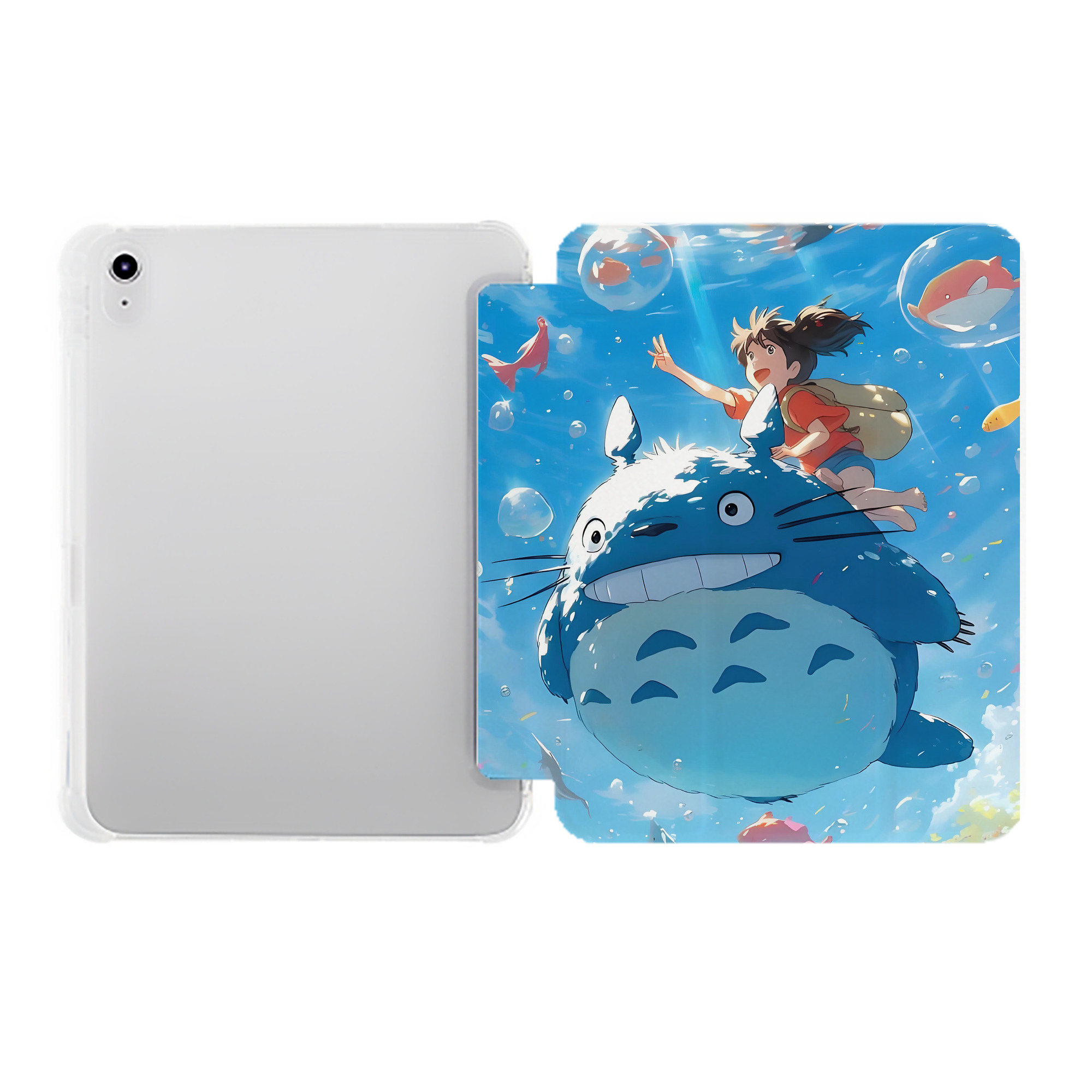 （画像用） となりのトトロ 草壁メイ 草壁サツキ My Neighbor Totoro Satsuki Kusakabe Mei Kusakabe IPad ケース ペン収納付き 三つ折りスタンド PUレザー×シリコン 対応機種9.5/10.5/10.9インチ
